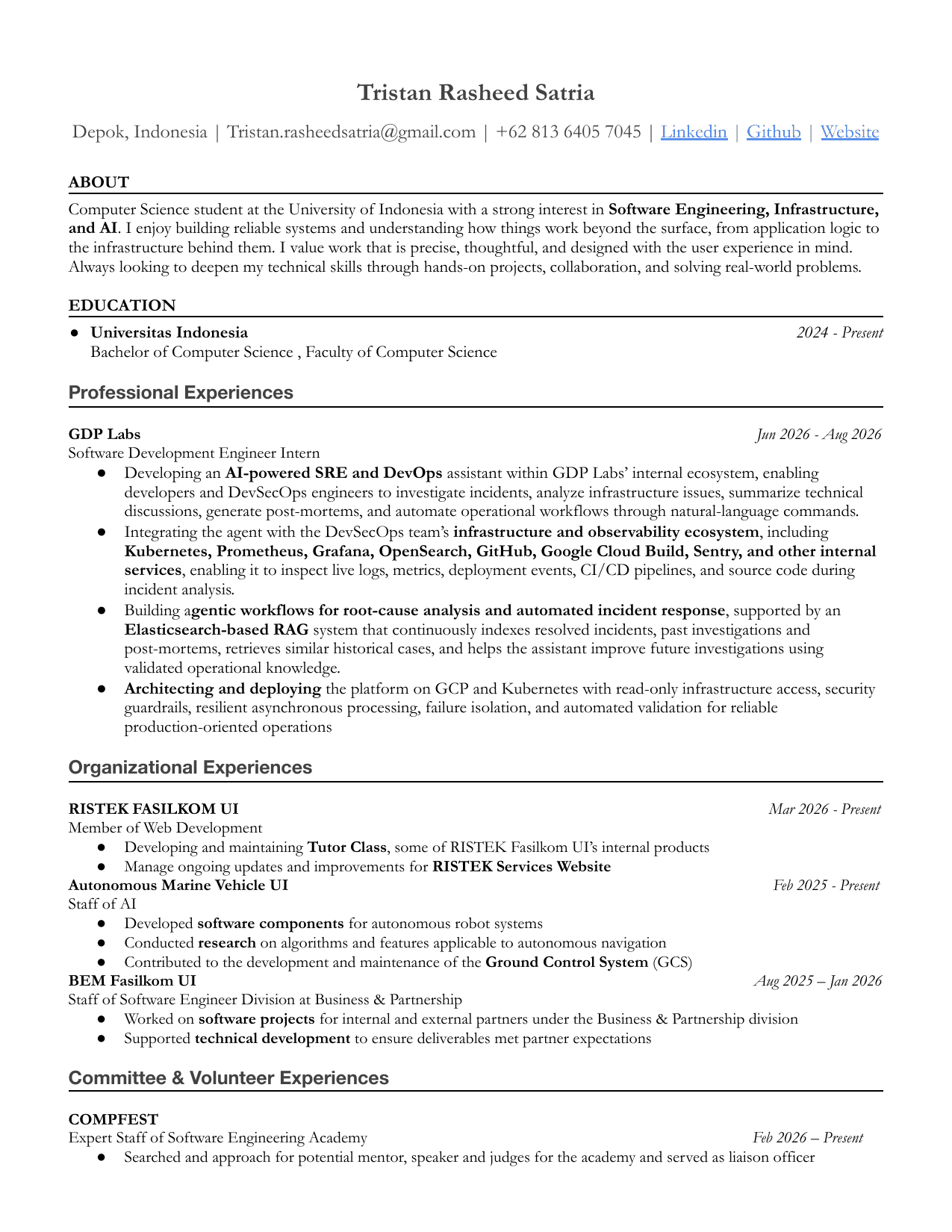 Tristan Rasheed Satria CV, page 1 of 3